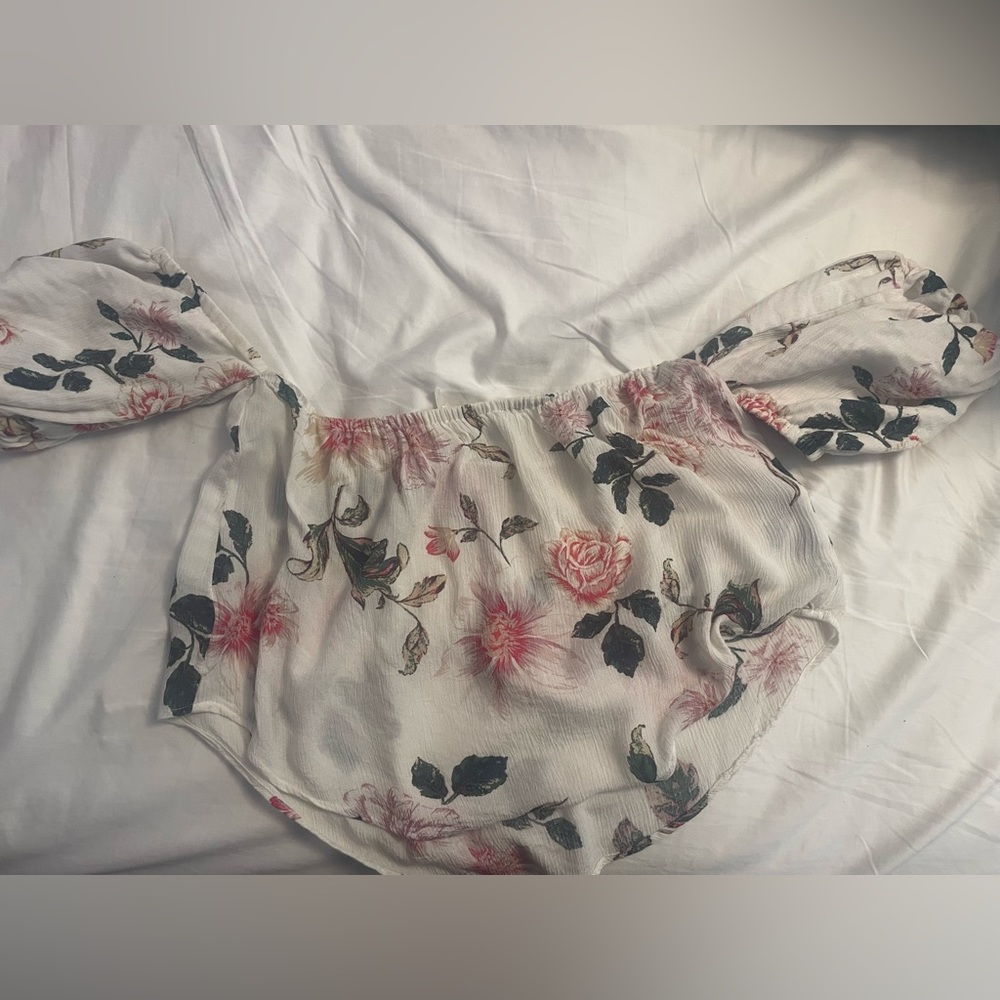 Off the shoulder cropped floral top